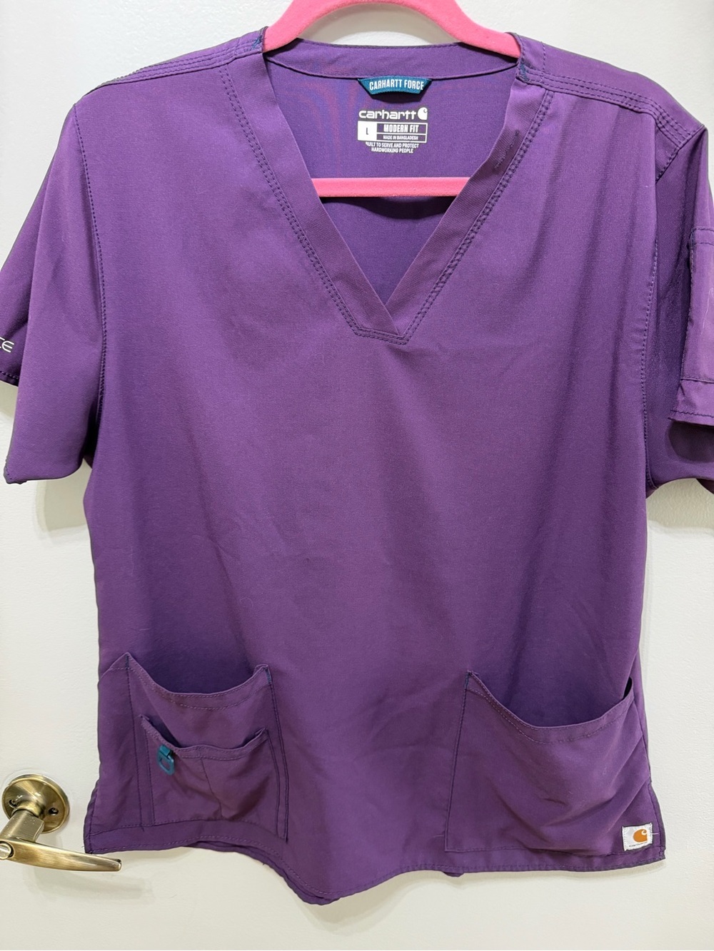 Carhartt Force Women’s Purple V-Neck Short Sleeve Scrub Top